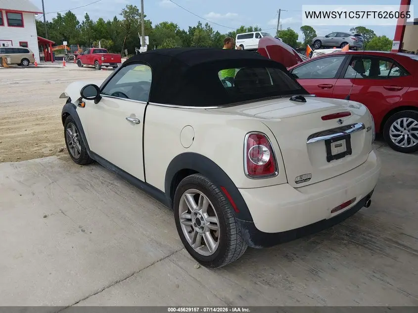 2015 Mini Roadster Cooper VIN: WMWSY1C57FT626065 Lot: 45629157