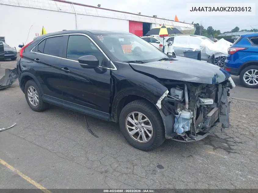 2019 Mitsubishi Eclipse Cross Es VIN: JA4AT3AA0KZ033612 Lot: 45224568