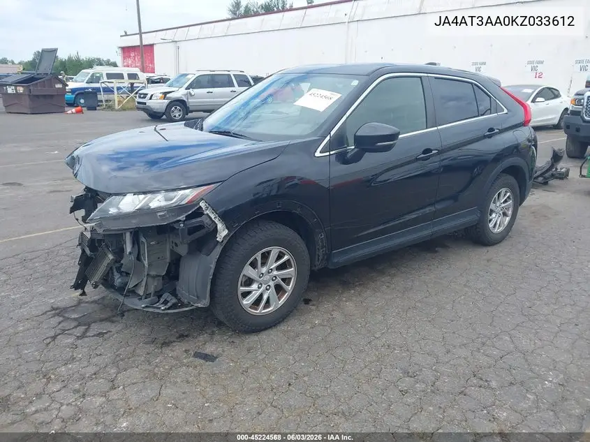 2019 Mitsubishi Eclipse Cross Es VIN: JA4AT3AA0KZ033612 Lot: 45224568