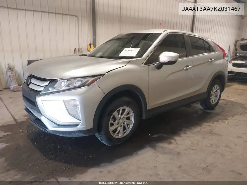 2019 Mitsubishi Eclipse Cross Es VIN: JA4AT3AA7KZ031467 Lot: 45313821
