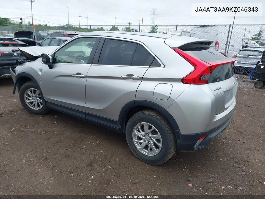 2019 Mitsubishi Eclipse Cross Es VIN: JA4AT3AA9KZ046343 Lot: 45336791