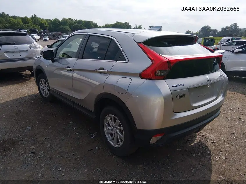 2019 Mitsubishi Eclipse Cross Es VIN: JA4AT3AA0KZ032668 Lot: 45461719