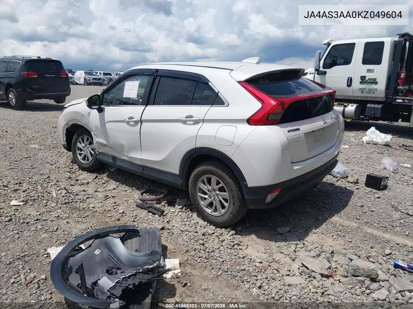 2019 Mitsubishi Eclipse Cross Es VIN: JA4AS3AA0KZ049604 Lot: 45565303