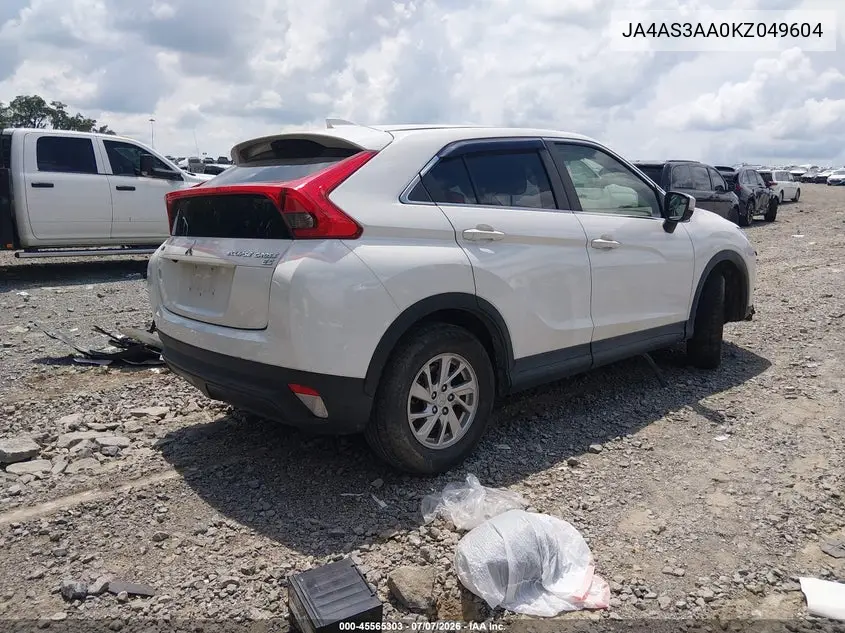 2019 Mitsubishi Eclipse Cross Es VIN: JA4AS3AA0KZ049604 Lot: 45565303