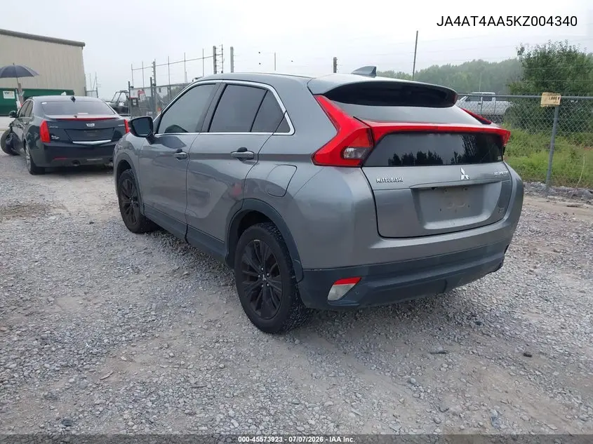 2019 Mitsubishi Eclipse Cross Le VIN: JA4AT4AA5KZ004340 Lot: 45573923