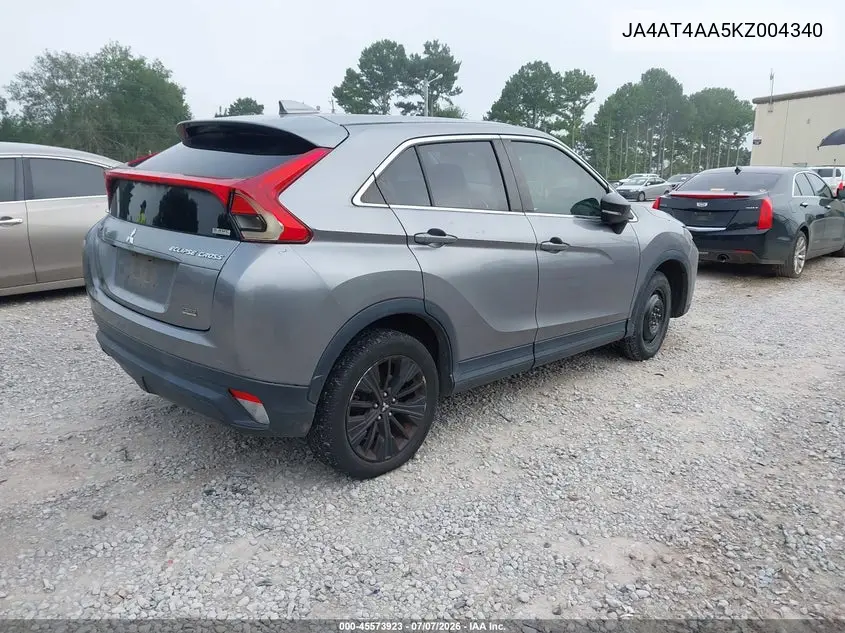2019 Mitsubishi Eclipse Cross Le VIN: JA4AT4AA5KZ004340 Lot: 45573923