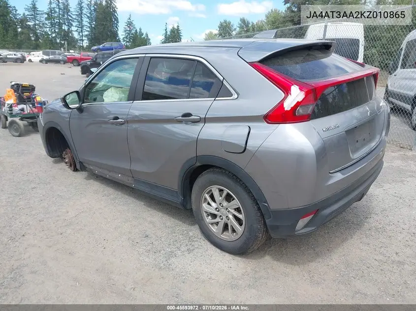 2019 Mitsubishi Eclipse Cross Es VIN: JA4AT3AA2KZ010865 Lot: 45593972
