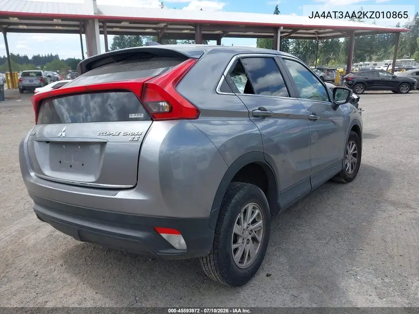 2019 Mitsubishi Eclipse Cross Es VIN: JA4AT3AA2KZ010865 Lot: 45593972
