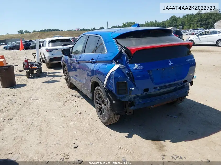 2019 Mitsubishi Eclipse Cross Le VIN: JA4AT4AA2KZ022729 Lot: 45629419