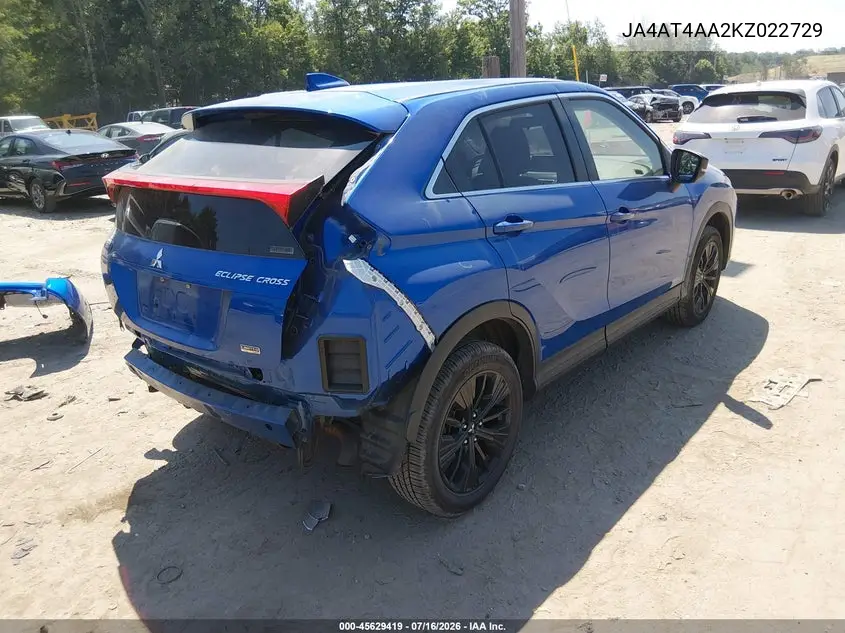 2019 Mitsubishi Eclipse Cross Le VIN: JA4AT4AA2KZ022729 Lot: 45629419