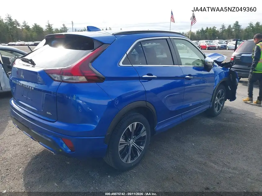 2022 Mitsubishi Eclipse Cross Se S-Awc/Se Special Edition S-Awc/Sel S-Awc/Sel Special Edition S-Awc VIN: JA4ATWAA5NZ049360 Lot: 45075742