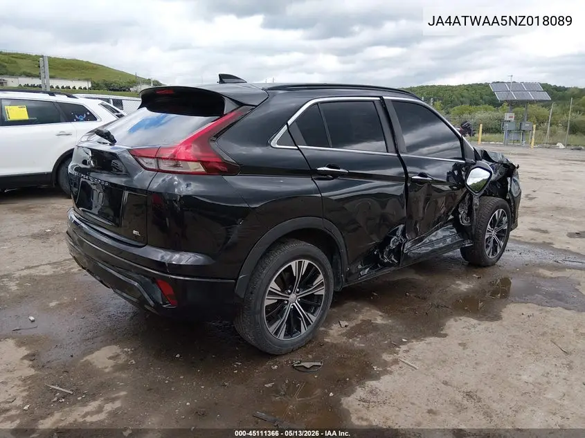 2022 Mitsubishi Eclipse Cross Se S-Awc/Se Special Edition S-Awc/Sel S-Awc/Sel Special Edition S-Awc VIN: JA4ATWAA5NZ018089 Lot: 45111366
