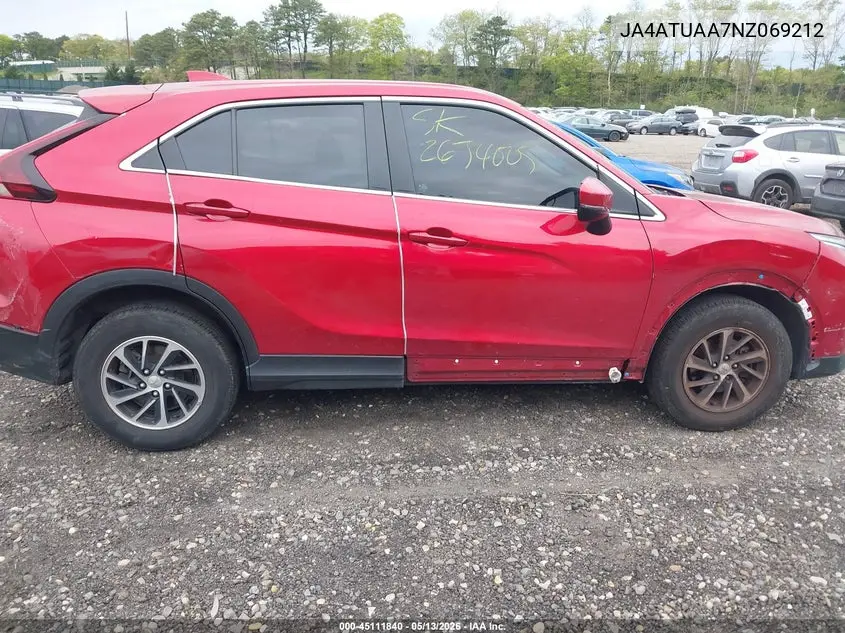 2022 Mitsubishi Eclipse Cross Es S-Awc VIN: JA4ATUAA7NZ069212 Lot: 45111840