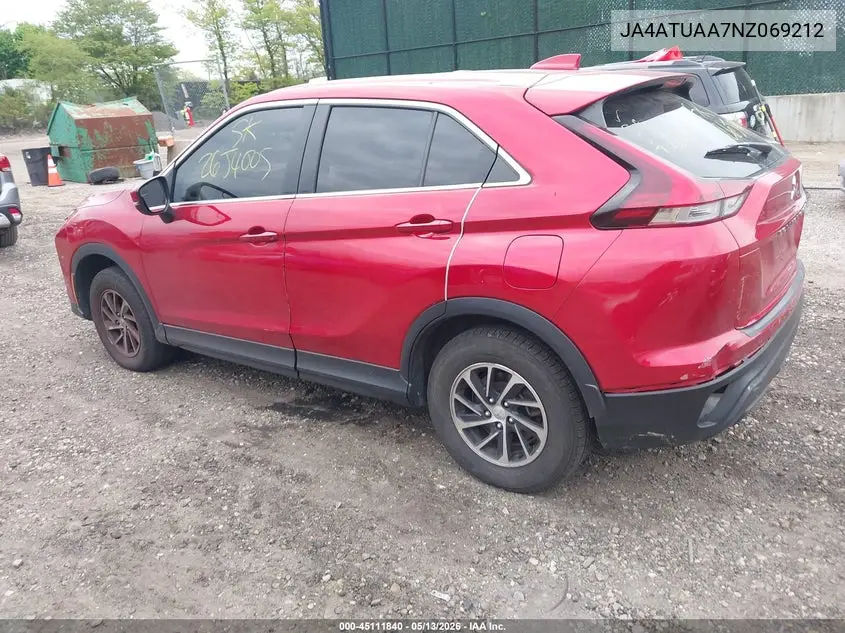 2022 Mitsubishi Eclipse Cross Es S-Awc VIN: JA4ATUAA7NZ069212 Lot: 45111840