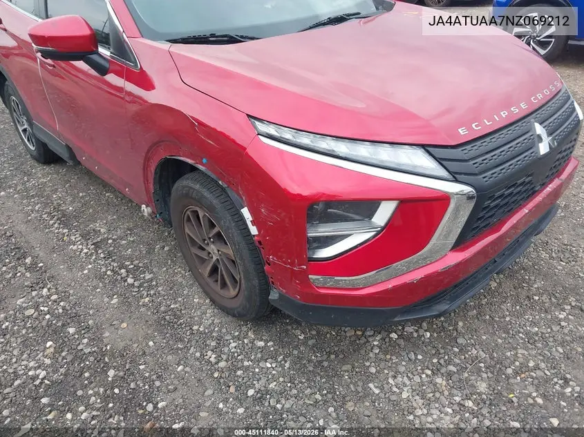 2022 Mitsubishi Eclipse Cross Es S-Awc VIN: JA4ATUAA7NZ069212 Lot: 45111840