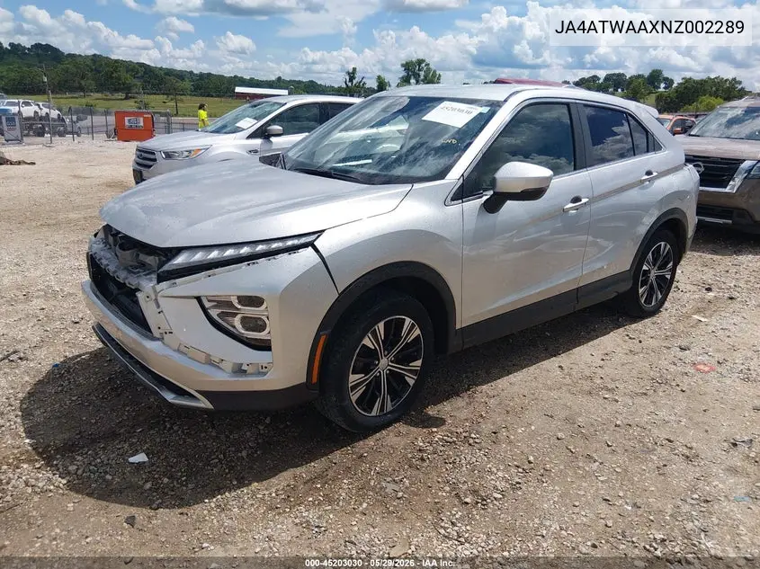 2022 Mitsubishi Eclipse Cross Se S-Awc/Se Special Edition S-Awc/Sel S-Awc/Sel Special Edition S-Awc VIN: JA4ATWAAXNZ002289 Lot: 45203030