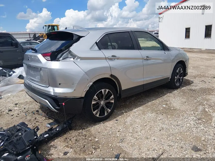 2022 Mitsubishi Eclipse Cross Se S-Awc/Se Special Edition S-Awc/Sel S-Awc/Sel Special Edition S-Awc VIN: JA4ATWAAXNZ002289 Lot: 45203030