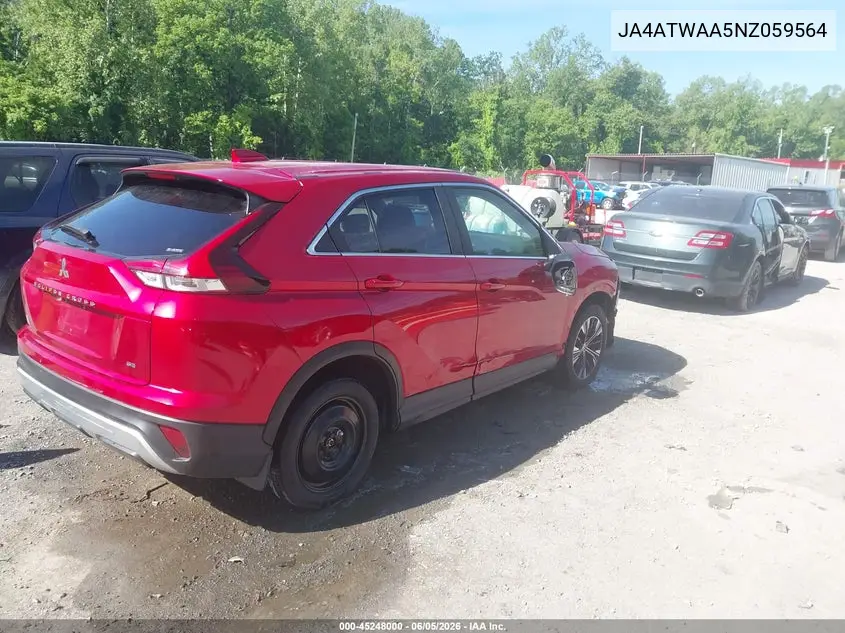 2022 Mitsubishi Eclipse Cross Se S-Awc/Se Special Edition S-Awc/Sel S-Awc/Sel Special Edition S-Awc VIN: JA4ATWAA5NZ059564 Lot: 45248000