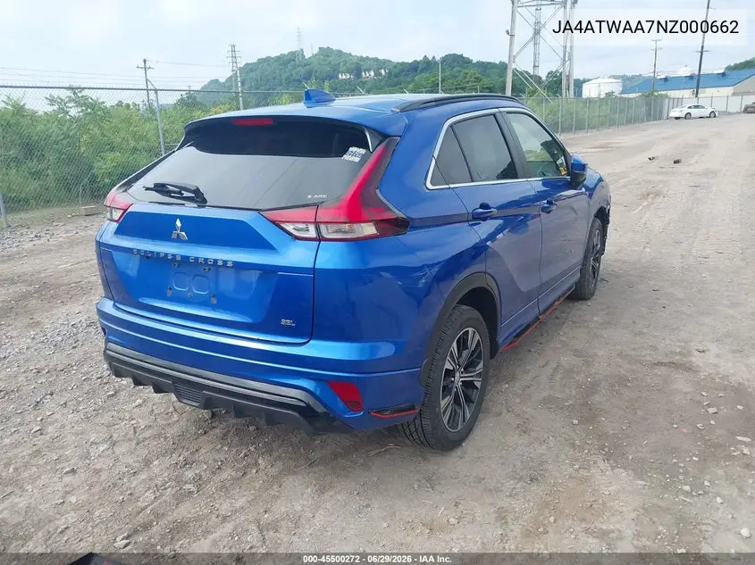 2022 Mitsubishi Eclipse Cross Se S-Awc/Se Special Edition S-Awc/Sel S-Awc/Sel Special Edition S-Awc VIN: JA4ATWAA7NZ000662 Lot: 45500272