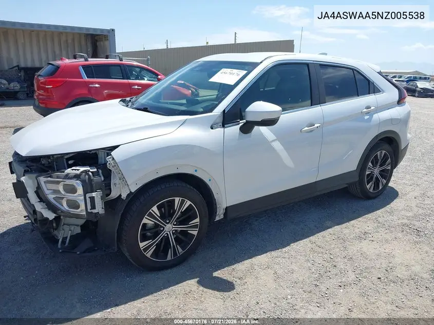 2022 Mitsubishi Eclipse Cross Se/Se Special Edition/Sel/Sel Special Edition VIN: JA4ASWAA5NZ005538 Lot: 45670176