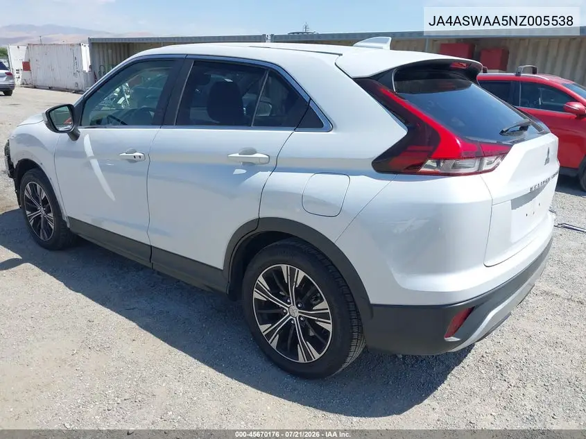 2022 Mitsubishi Eclipse Cross Se/Se Special Edition/Sel/Sel Special Edition VIN: JA4ASWAA5NZ005538 Lot: 45670176