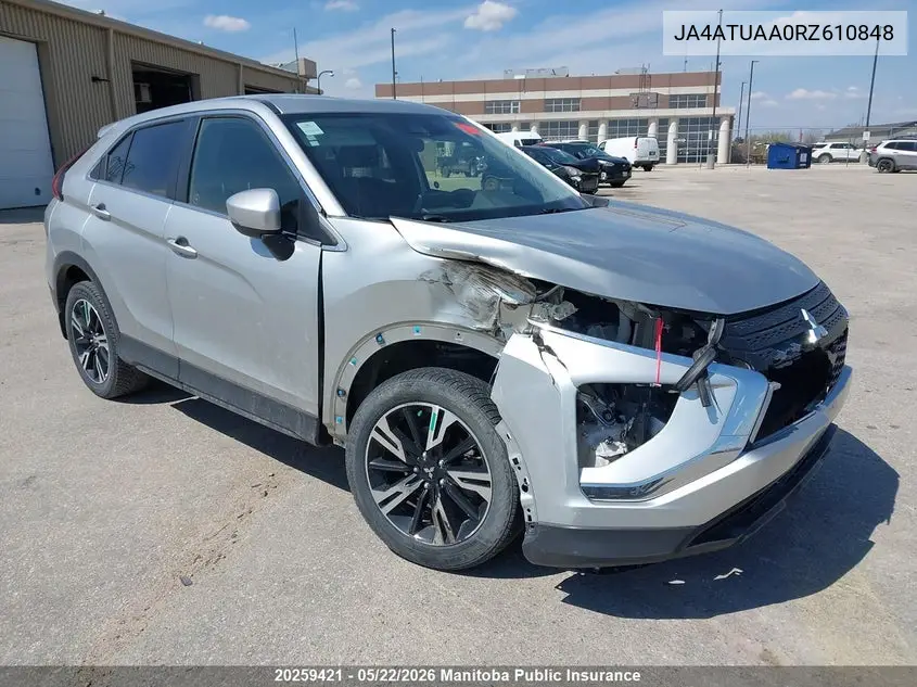 2024 Mitsubishi Eclipse Cross Es VIN: JA4ATUAA0RZ610848 Lot: 20259421