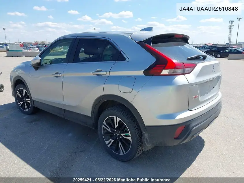2024 Mitsubishi Eclipse Cross Es VIN: JA4ATUAA0RZ610848 Lot: 20259421