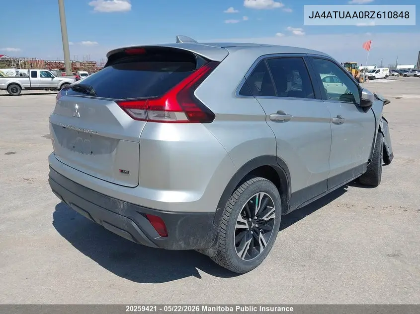 2024 Mitsubishi Eclipse Cross Es VIN: JA4ATUAA0RZ610848 Lot: 20259421