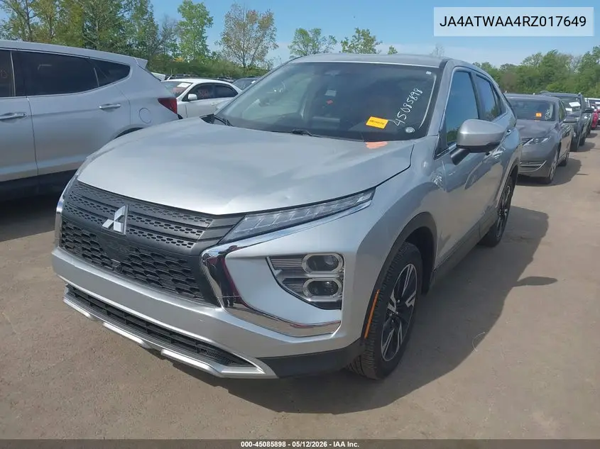 2024 Mitsubishi Eclipse Cross Se S-Awc/Sel S-Awc VIN: JA4ATWAA4RZ017649 Lot: 45085898