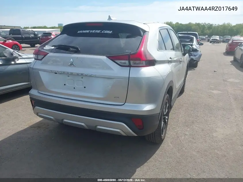 2024 Mitsubishi Eclipse Cross Se S-Awc/Sel S-Awc VIN: JA4ATWAA4RZ017649 Lot: 45085898