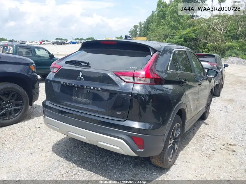 2024 Mitsubishi Eclipse Cross Se S-Awc/Sel S-Awc VIN: JA4ATWAA3RZ000728 Lot: 45588667