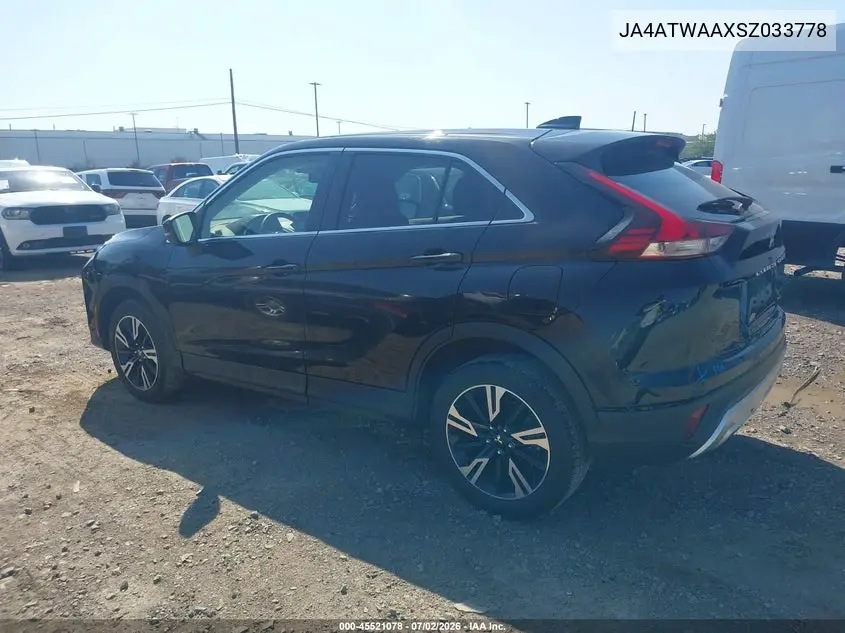 2025 Mitsubishi Eclipse Cross Black Edition S-Awc/Se S-Awc/Sel S-Awc VIN: JA4ATWAAXSZ033778 Lot: 45521078