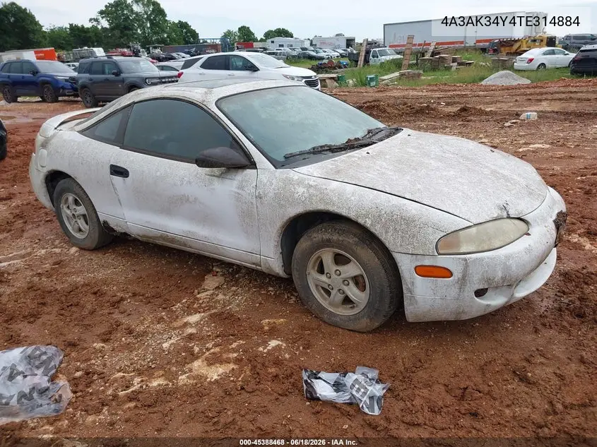 1996 Mitsubishi Eclipse Rs VIN: 4A3AK34Y4TE314884 Lot: 45388468