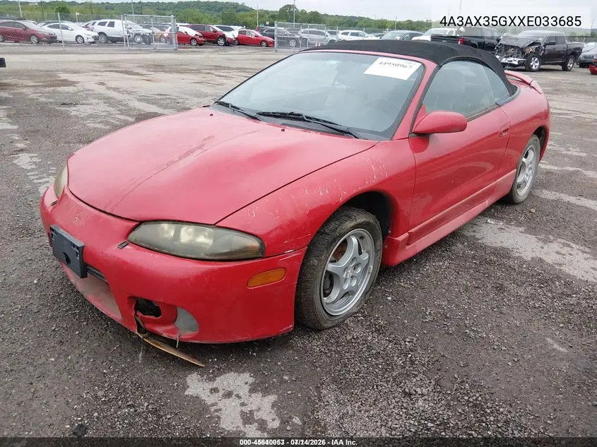 1999 Mitsubishi Eclipse Spyder Gs VIN: 4A3AX35GXXE033685 Lot: 45640053