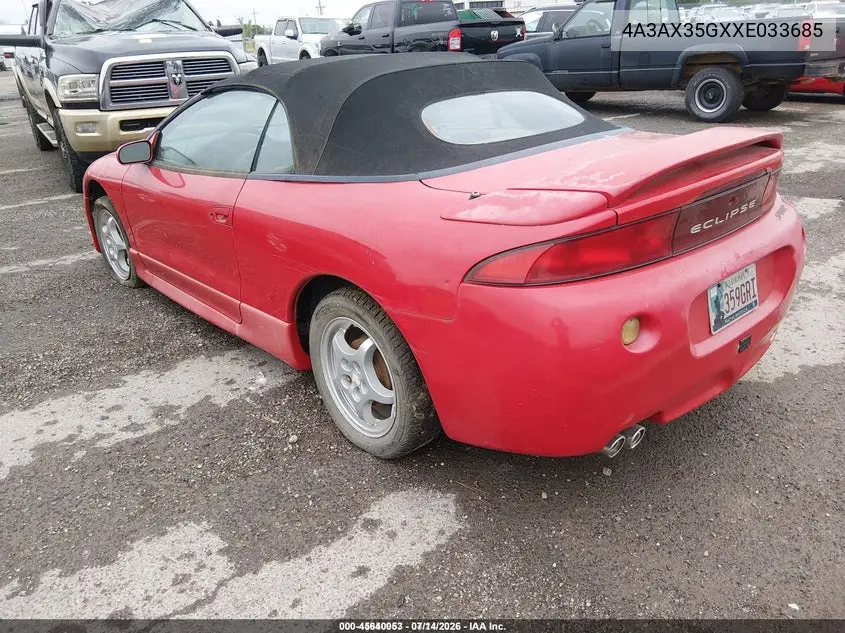 1999 Mitsubishi Eclipse Spyder Gs VIN: 4A3AX35GXXE033685 Lot: 45640053