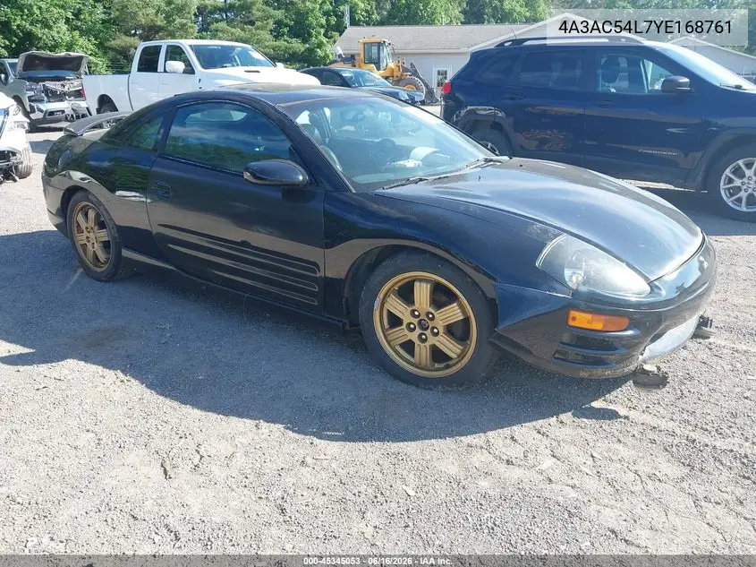 2000 Mitsubishi Eclipse Gt VIN: 4A3AC54L7YE168761 Lot: 45345053