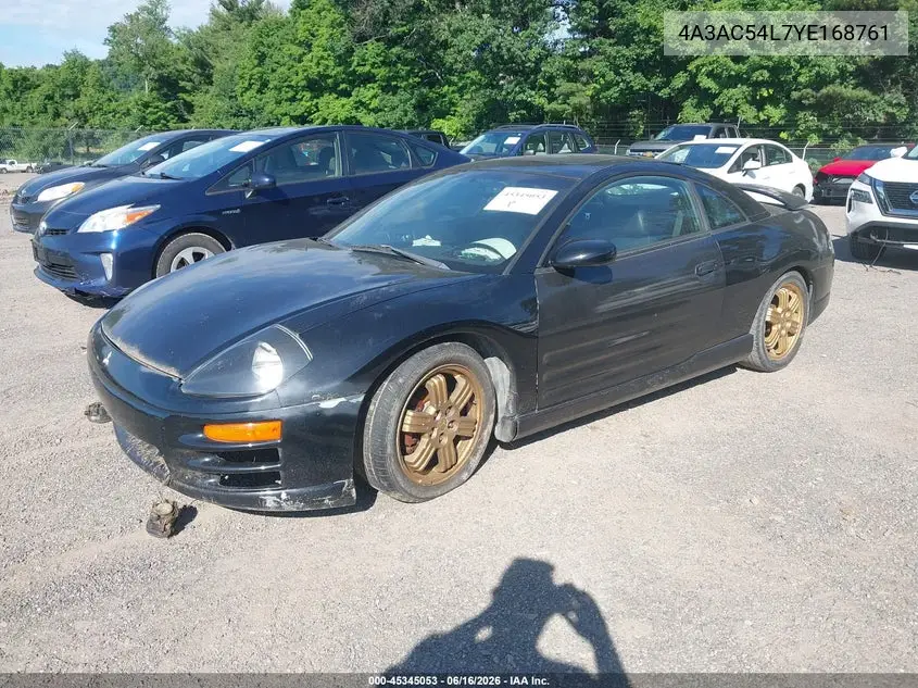 2000 Mitsubishi Eclipse Gt VIN: 4A3AC54L7YE168761 Lot: 45345053