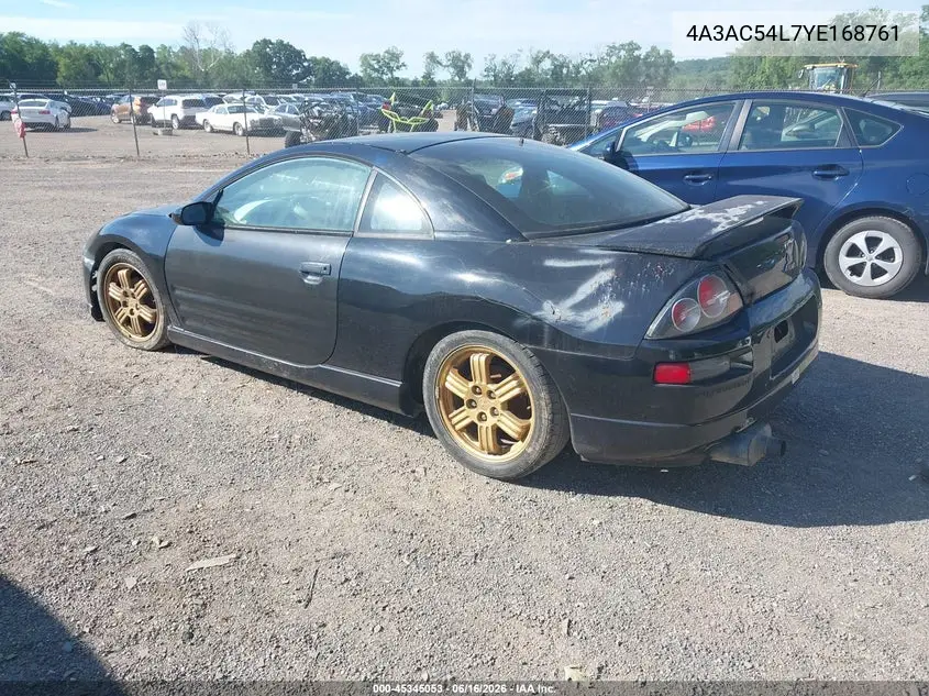 2000 Mitsubishi Eclipse Gt VIN: 4A3AC54L7YE168761 Lot: 45345053