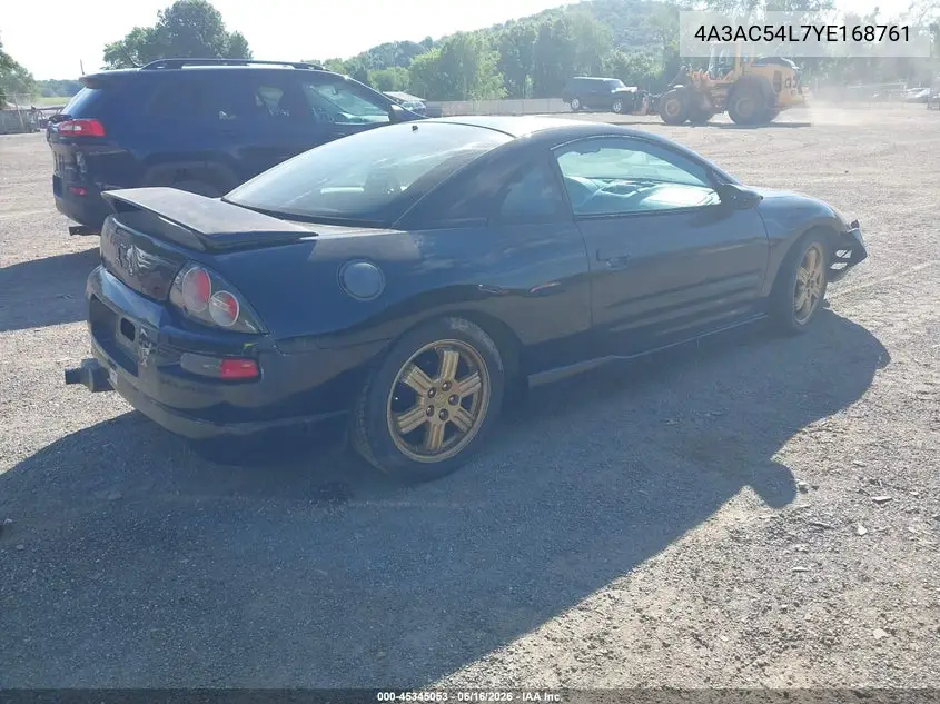 2000 Mitsubishi Eclipse Gt VIN: 4A3AC54L7YE168761 Lot: 45345053