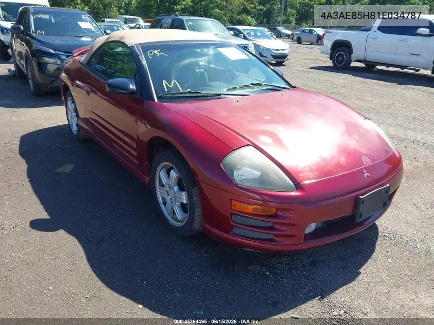 2001 Mitsubishi Eclipse Spyder Gt VIN: 4A3AE85H81E034787 Lot: 45364495