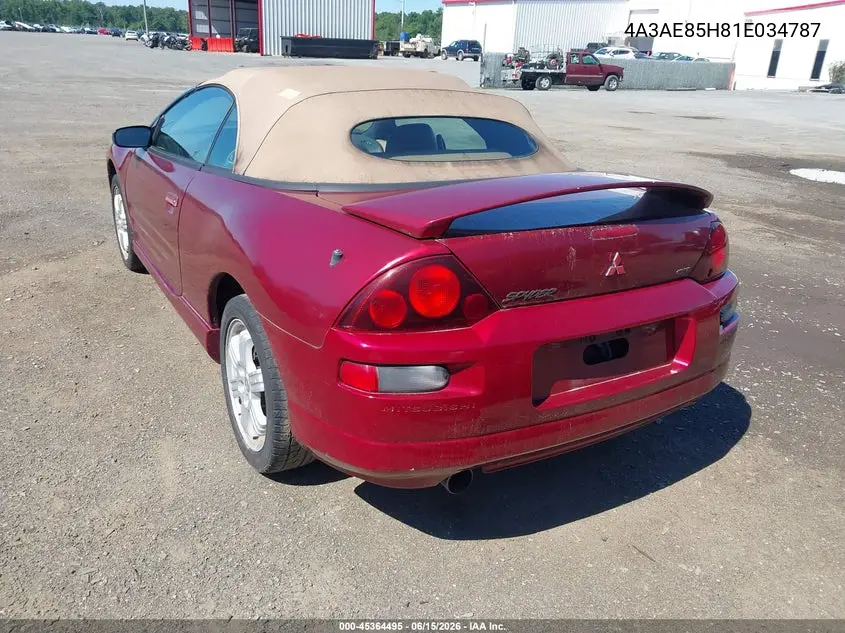 2001 Mitsubishi Eclipse Spyder Gt VIN: 4A3AE85H81E034787 Lot: 45364495
