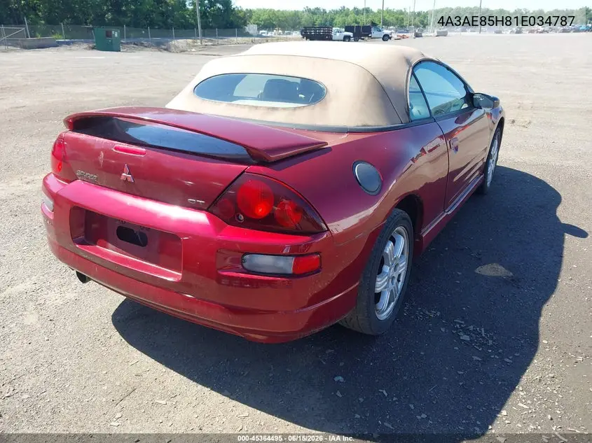 2001 Mitsubishi Eclipse Spyder Gt VIN: 4A3AE85H81E034787 Lot: 45364495