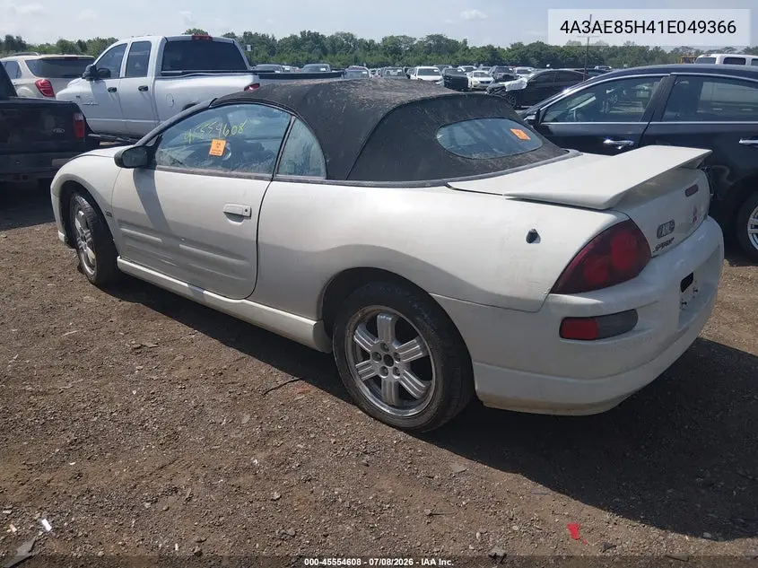2001 Mitsubishi Eclipse Spyder Gt VIN: 4A3AE85H41E049366 Lot: 45554608