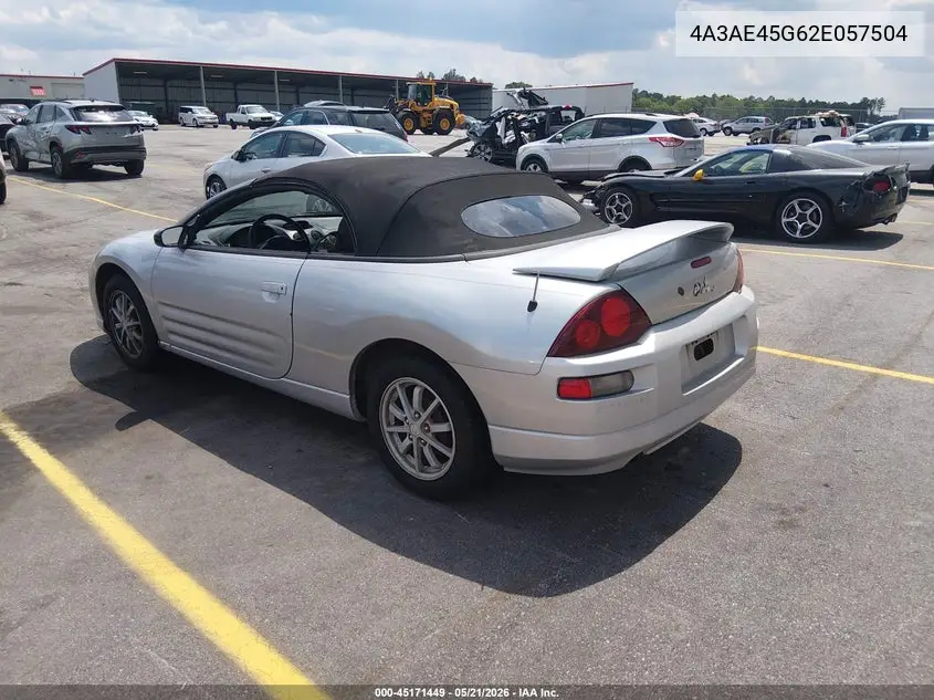 2002 Mitsubishi Eclipse Spyder Gs VIN: 4A3AE45G62E057504 Lot: 45171449