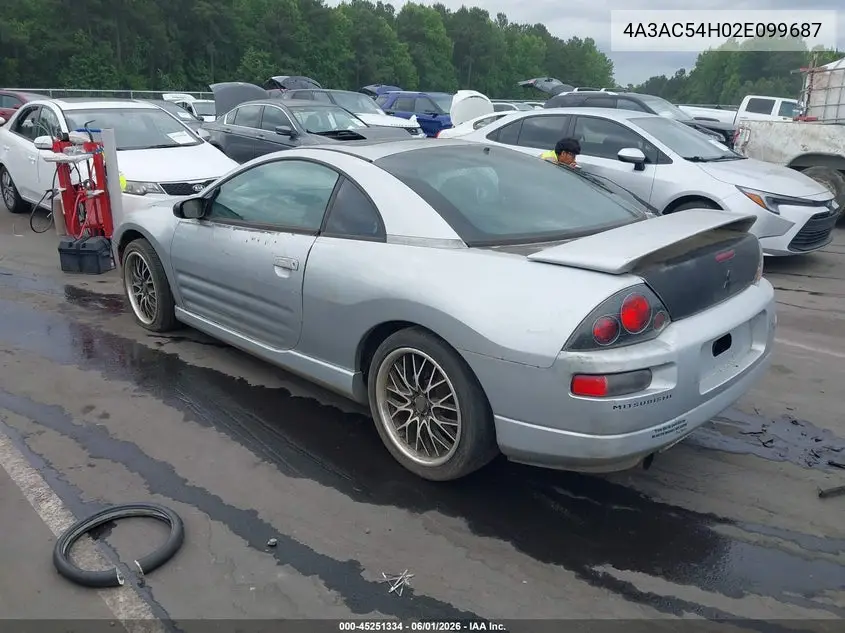 2002 Mitsubishi Eclipse Gt/Gt W/Premium Pkg VIN: 4A3AC54H02E099687 Lot: 45251334