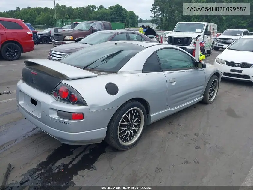 2002 Mitsubishi Eclipse Gt/Gt W/Premium Pkg VIN: 4A3AC54H02E099687 Lot: 45251334