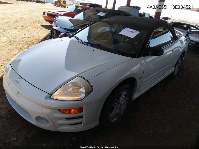2003 Mitsubishi Eclipse Spyder Gt VIN: 4A3AE55H13E034521 Lot: 45394844