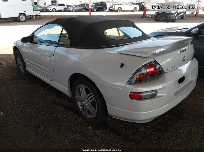 2003 Mitsubishi Eclipse Spyder Gt VIN: 4A3AE55H13E034521 Lot: 45394844
