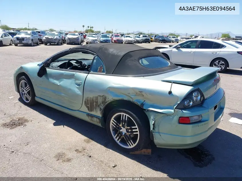 2003 Mitsubishi Eclipse Spyder Gts VIN: 4A3AE75H63E094564 Lot: 45436804