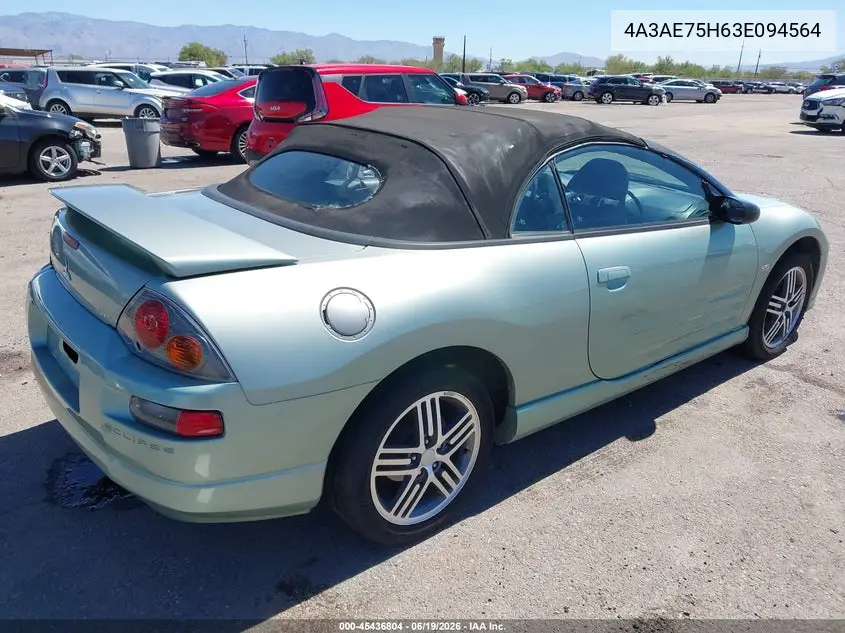 2003 Mitsubishi Eclipse Spyder Gts VIN: 4A3AE75H63E094564 Lot: 45436804